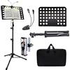 Tialero Leggio per spartiti con luce e supporto per telefono, leggio per spartiti da 144,8 cm, ad alta stabilità, regolabile in altezza, con borsa per il trasporto, supporto portatile per libri musicali