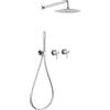 XJTNLB Miscelatore Doccia Incasso con Doppia Maniglia, Set Soffione Doccia a Pioggia Tondo con Doccetta a 2 Funzioni,Cromato