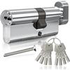 GANZTECH 45T/50(95mm)Serratura a botte in placcato cromo,chiave con 8 chiavi punzonate orizzontali,Serratura a cilindro europeo in Lega di alluminio,Stabile sicura per porte in legno,composite e UPVC