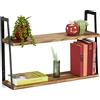 Relaxdays Mensole da Muro, 2 Ripiani Scaffale Cucina, Libreria Sala & Camera, Metallo & Legno, 40x60x15 cm,nero/naturale