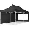 TOOLPORT Gazebo Pieghevole Giardino 3x6m - 2 Laterali (finestre panoramiche) Telo 700N Poliestere Idrorepellente Padiglione Mercati Sagre Nero
