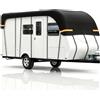BORDRISE Telo di copertura per roulotte, 7,5 x 3 m, in tessuto Oxford 210D, impermeabile, protezione UV, per camper con 16 cinghie regolabili e strisce riflettenti, per campeggio e attività all'aperto