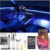 QAUBEN 8 m Kit di illuminazione ambientale per auto in fibra ottica Bluetooth App Control + telecomando RF 64 colori Musica multicolore Kit di illuminazione interna Footwell 12V 1W