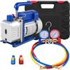 Sihao Pompa per Vuoto per Aria Condizionata 4CFM 1/4hp, Kit Pompa per Vuoto Automatica 1 HP, Radiatore Intelligente, Condizionatore d'Aria per Frigorifero con Manometro 220 V