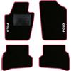 QUEMAR Tappetini Auto per Polo V 2009-2017, Bordo Fucsia, 2 Ricami | 6R - 6C / Kit Tappeti Moquette e Gomma su Misura / Set 2 Anteriori + 2 Posteriori / Ricami e Colori Personalizzati
