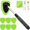 LAIVIYA Strumento per Pulizia Parabrezza Auto,Set di 10 Spazzola Pulizia Vetri Auto | 180° Rotazione Spazzola Télescopica e 6 Cuscinetti in Microfibra,Pulizia Auto per SUV, Camper,Camion(Verde)