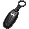 Kirain Custodia protettiva in pelle nera per chiavi dell'auto, compatibile con Audi A3, A4, A5, A6, A7, A8, A6L, A8L, Q5, Q7, Q8, RS6, RS7, S3, S6, S7, SQ7, SQ8, C8, D5, E-Tron Sportback, custodia