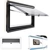 CLEADONG Finestra per roulotte, 900 x 500 mm, finestra a 70° | Telaio in alluminio, con zanzariera e tenda avvolgibile integrata, universale per camper, furgoni, roulotte