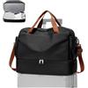 WEPLAN Borsone da Viaggio Donna Bagaglio a Mano Easyjet 45x36x20 Borsa da Viaggio Donna Uomo Borsone Palestra con Scomparto per le Scarpe Travel Bag Borsa Sportiva Cabina Weekend,C05-Nero con Marrone