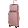 Tavoxda Valigia da viaggio, bagaglio a mano, valigia rigida, set di valigie, oro rosa, Set da 2 pezzi, Classico