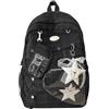 PithCogent Zaino Y2k Borsa da scuola per ragazze spaziosa e carina 12, 2 × 5, 5 × 16, 9 pollici Nera
