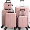 LEADZM Valigie Set 5 Pezzi, Set Valigie Rigide in PP (Rosa oro)