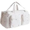 AZURAOKEY Borsone trapuntato floreale da donna, in cotone, grande borsone da viaggio con motivo floreale, borsa per il fine settimana con tracolla regolabile, Fiori., casual