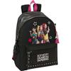 KPop Demon Hunters Zaino Scuola 42 cm - Zaino Teenager e Medie Nero con Dettagli Glitter, Borchie, Charm Pendente e Tasca Frontale Brillantinata