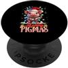 Pigmas Pig Christmas Lights Tree Xmas De Merry Pigmas - Decorazione natalizia a forma di maialino PopSockets PopGrip Adesivo