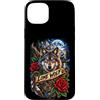 Tattoo theme Custodia per iPhone 15 Plus Lone Wolf Moon Mountain Wilderness Wolf Roses