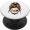 Cute Halloween Pumpkin Face Mom Life Des Jack O Lanterna Viso Disordinato Chignon Capelli Estetica Mamma Halloween PopSockets PopGrip Adesivo