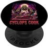 Halloween Glam Retro Vintage Comics Pop Ciclope Cook Sous Chef Ristorante Cibo Spettrale Spaventoso Uomo PopSockets PopGrip Adesivo