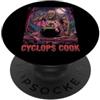 Halloween Glam Retro Vintage Comics Pop Ciclope Cook Sous Chef Ristorante Cibo Spettrale Spaventoso Uomo PopSockets PopGrip Adesivo