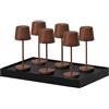 Lumisky KELLY MINI VINTAGE - Set di 6 mini lampade da tavolo touch wireless in alluminio, dimmerabili H22 cm, con vassoio di ricarica