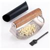 Noa Home Deco Spremiaglio in Acciaio Inox con Manico Legno Ergonomico, Doppia Funzione Schiaccia Aglio e Apribottiglie, Include Sbucciatore Silicone, Spazzola, Spremi Aglio in Acciaio Inox per Tritare Zenzero