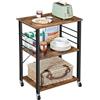 Relaxdays Carrello da Cucina Relaxdays, 3 Ripiani, 6 Ganci, Metallo, casa e Ufficio, HBT: 89x60x40 cm, Marrone-Nero