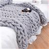 MocaDng Coperta lavorata a maglia grossa, 101 x 101 cm, calda coperta in ciniglia lavorata a mano, decorazione per la casa, morbida coperta in pile traspirante, per divano, letto, divano, miglior regalo