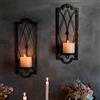 CC wonderland zone Set di 2 candele, decorazioni da parete in metallo, decorazione rustica per la casa, portacandele da parete, nero e oro