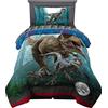 Franco Jurassic World Dominion Blue Velociraptor e Rexy T-Rex Super Soft Microfiber Reversibile Comforter, Twin Size, Bedding by Kids