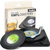 DuoMuo Divertenti sottobicchieri retrò per bevande con supporto per lettore in vinile per gli amanti della musica, set di 6 sottobicchieri per conversazioni, idee regalo per l'inaugurazione della casa,