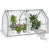 VOUNOT® Mini Serra da Giardino a Tetto a Punta 180x90x90cm, con 2 Finestre Laterali Avvolgibili, Copertura in PE Rinforzato 135g/m² e Telaio in Acciaio, per Orto, Pomodori, Fiori, Verdure, Bianco
