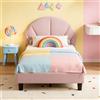 DADEA Letto Singolo Bambina 90x200, Letto Cameretta Singolo con Testiera, Letti Singoli per Ragazzi con DogheLetto Cameretta RagazzaLetto Bambina Letto90x200 ImbottitoLetto Bambini, Nessun Materasso