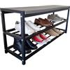 MAKA change your life quality MAKA Scarpiera Salvaspazio Slim, in Metallo Nera, Scarpiera Ingresso, Organizer Scarpe Diverse Misure, Scaffali Portascarpe, Panca con Seduta (60 cm + panca)