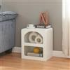 [en.casa] Comodino con 2 Scomparti da Frontali Geometrici Tavolino Laterale da Divano Mobiletto Notturno da Letto Tavolino Basso da Ingresso 45 x 40 x 30 cm Bianco