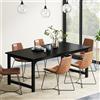 Tribesigns Tavolo da pranzo, tavolo da cucina industriale per 4-6 persone, tavolo da pranzo rettangolare per sala da pranzo, cucina, soggiorno, con robuste gambe in metallo, Nero, 160 x 80 cm