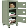 hongward Comodino a 3 livelli su ruote, mobile con ante, comodino rimovibile per camera da letto, soggiorno, 32 x 32 x 63,3 cm (verde matcha)