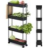 HANFU Carrello Portaoggetti a 4 Livelli, Carrellino Cucina a 4 Ruote | Salvaspazio, Scaffale Alto e Stretto per Cucina Bagno Ufficio Biblioteca Salone, 40 x 13 x 86 cm, Nero