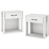 Vicco Comodino Virela, Bianco, | Set di 2, per riporre oggetti di uso quotidiano accanto al letto