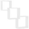 RCODSSK Wandregal Set 3 Würfel Weiß 68x15x68 cm Holzwerkstoff