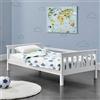 [en.casa] Struttura Letto per Cameretta Bambini Letto in Legno di Pino con Barre Protettive Testiera e Pediera Zona di Riposo 70x140 cm Bianco