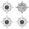 SUPERFINDINGS 4 Pezzi Stella A 8 Punte Con Ancoraggio Pin In Lega Spille Reverse Platino Decorazioni Abiti Tema Marina Per Costumi Cappelli Giacche Borse, 46~57mm, Metallo