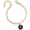 OPSOBJECTS Bracciale da Donna del Brand Ops della Collezione Bloom. Gioiello Realizzato in Oro Giallo e Smalto con Pendente a Forma di Fiore di Colore Nero. La referenza è OPSBR-825