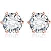 JewelryPalace Orecchini a Bottone Donna Argento 925 con Creato Moissanite, Piercing a Lobo con Pietra a Taglio Rotondo, Solitario in Tre Ori Set Gioielli