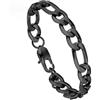 PROSTEEL 09MM Nero Braccialetto Catena Figaro 3 in 1 Catena Spessa Struttura Alternata a Tre Anelli Neutro e Minimalista Bracciale Uomo Argento Struttura Stabile