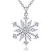 JO WISDOM Collana Fiocco di Neve Azzurro Argento 925 AAA Zirconia Cubica Donna Aprile zirconia，Regalo di Natale, 45cm+5cm