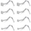 AceFun Naso Piercing 8 Pezzi 20G - Acciaio Inox Bullone Connettore Gioielli Chiaro Brillantino Argento