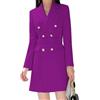Dressnu Blazer da donna di media lunghezza, trench coat doppiopetto, giacca lunga da tailleur, Viola scuro, Medium