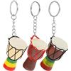 Ciieeo 3 Pezzi Portachiavi Tamburo Africano Legno e Metallo, Mini | Decorazione per Borsa e Collo, Stile Grazioso, Idea Souvenir da Viaggio, Pelle di Pecora Cucita Stili multipli