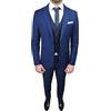 Mat Sartoriale Abito Completo Uomo Sartoriale Blu Elegante con Gilet, Cravatta e Pochette da Taschino in Coordinato