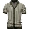 PODOLIXIA Camicia da uomo a maniche corte, camicia estiva cardigan vintage bowling, camicia da uomo a righe, camicia da golf, maglia slim